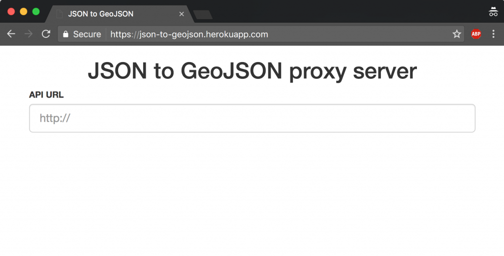 A link to a copy of the JSON to GeoJson server