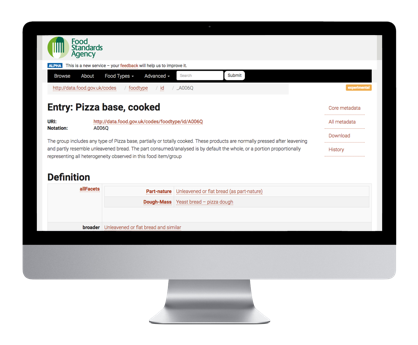 Screenshot and Link to the Food Standards Agency code repository