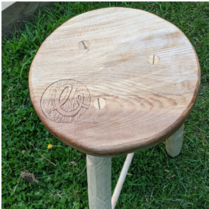 Homemade wooden stool with Epimorhpics Logo engraving made by Ian