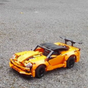 Lego model of yellow sports car
