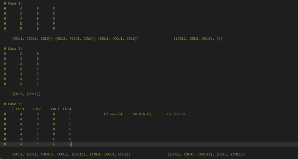 A screen showing the code for analysis columns