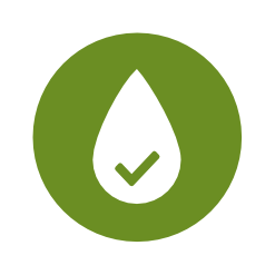 Icon from EA Hydrology Data Explorer - green Round Icon with white raindrop with green tick